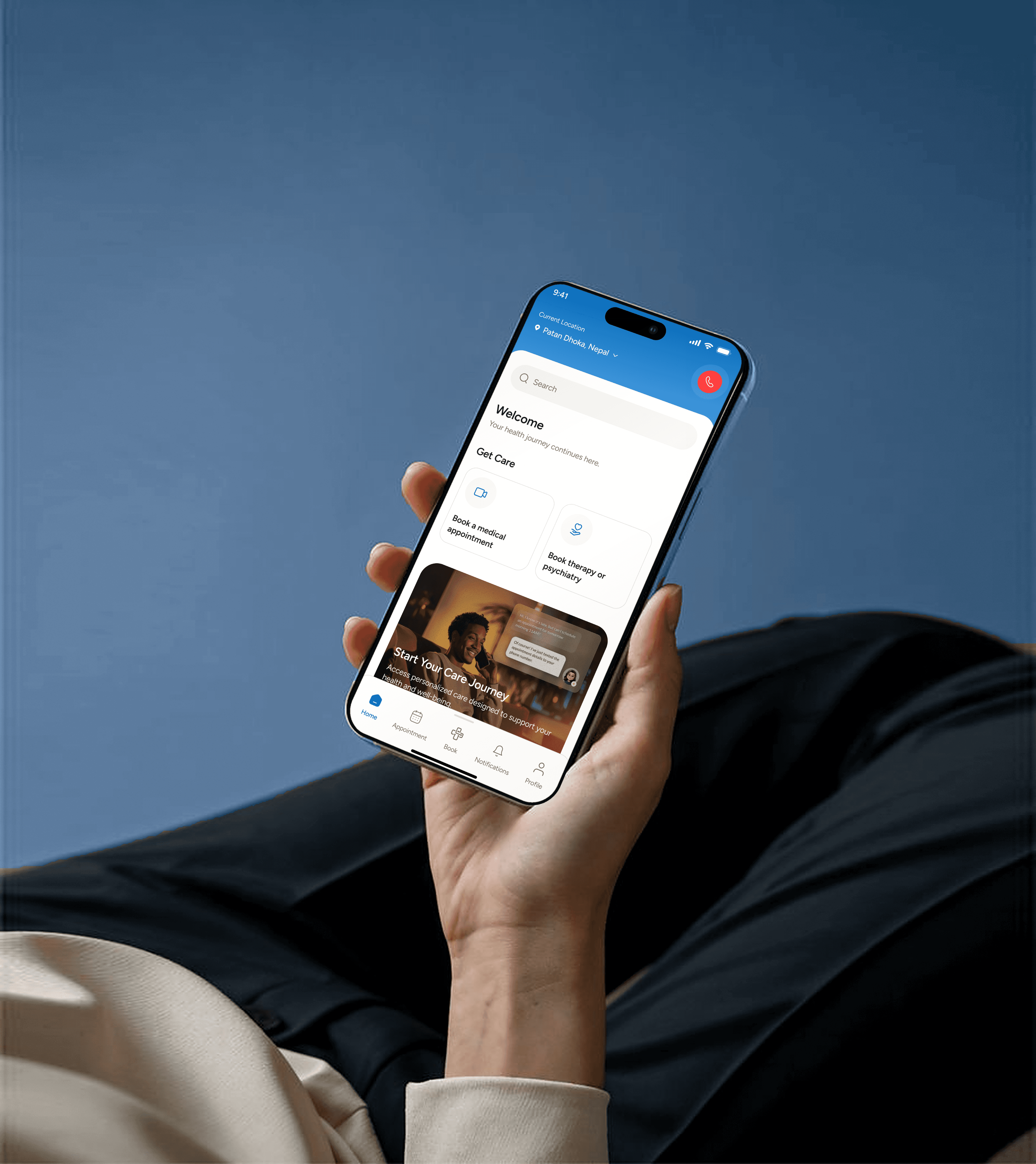 The e-upachar app on a phone